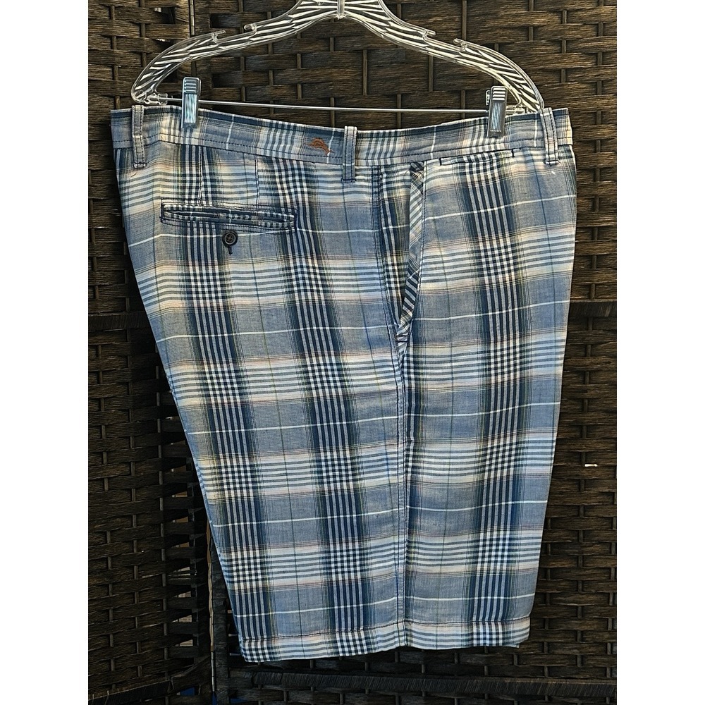 Tommy Bahama Mens Plaid 100% Cotton Shorts 42 Cool Pattern And Lightweight